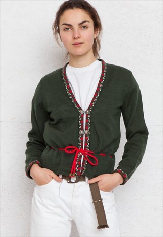 VINTAGE GREEN KNIT CARDIGAN