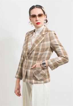 Vintage 90's plaid blazer formal tartan jacket