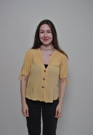 MINIMALIST LIGHT SUMMER SHIRT, V-NECK SHOULDER PADS RETRO