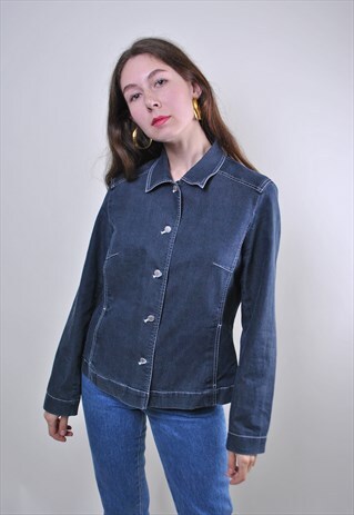 GRAY VINTAGE MINIMALIST WOMAN UTILITY COTTON BUTTON SHIRT