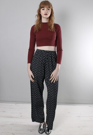 VINTAGE 80S FLORAL PATTERNED HIGH WAISTED TROUSERS