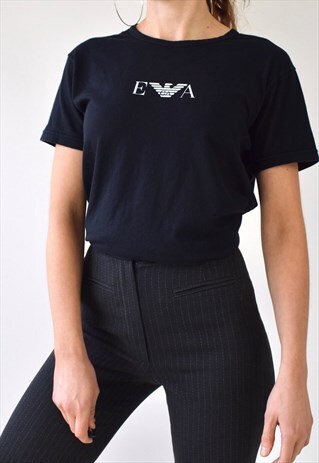 VINTAGE 90S ARMANI LOGO SPELL OUT MONOGRAM DESIGNER T SHIRT