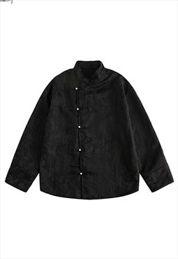 Japanese style shirt kimono blouse velvet feel jumper black