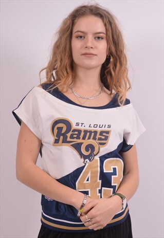 REEBOK WOMENS VINTAGE RAMS 43 JERSEY TOP LARGE BLUE 90S