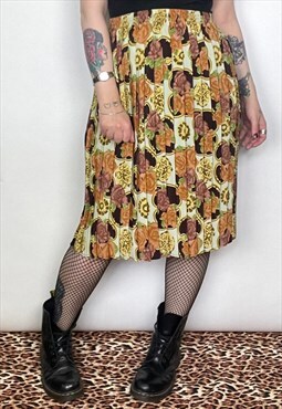 Vintage 90s floral print pleated skirt 