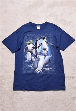 Vintage Navy Penguin Print T Shirt