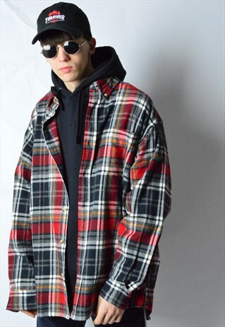 VINTAGE 90S CHECK FLANNEL LONG SLEEVE SHIRT