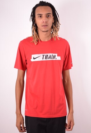 NIKE MENS VINTAGE T-SHIRT TOP MEDIUM RED 90S