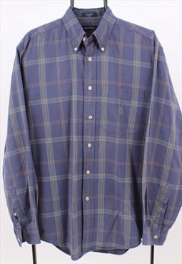 vintage mens nautica blue check shirt