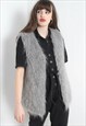 VINTAGE FAUX FUR WOMENS GILET JACKET 90'S - GREY