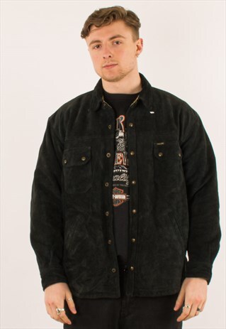 VINTAGE BLACK DIESEL SUEDE LEATHER JACKET COAT LARGE