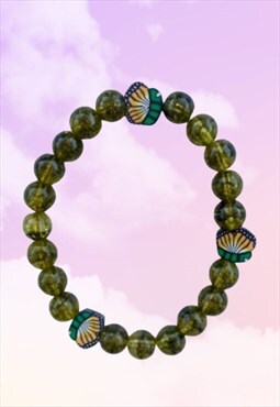 Butterflies - Green Peridot Olivine Beaded Gemstone Bracelet