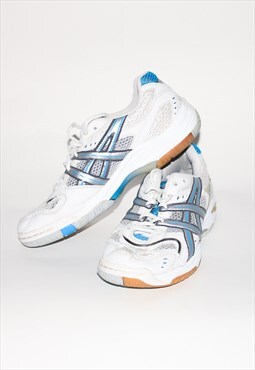 Vintage 90s running dad sneakers in white / blue