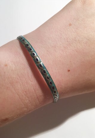 WOMENS VINTAGE BRACELET BLUE TURQUOISE 925 SILVER BANGLE