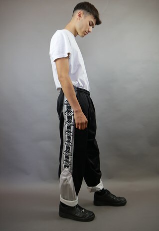 BLACK KAPPA JOGGERS TRACKIES WITH TAPING