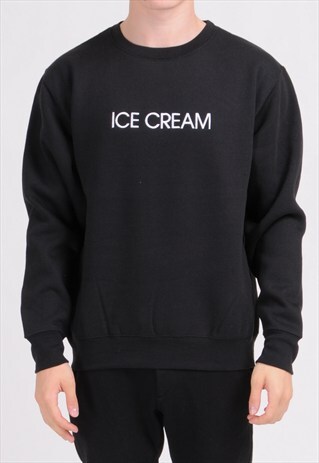 BLACK ICE CREAM SWEATSHIRT - EMBROIDERED