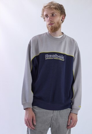 VINTAGE MENS REEBOK TEAM TRAINING SWEATSHIRT CREW NECK