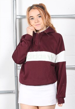 Vintage Adidas Originals Hoodie in Burgundy Jumper Size 14