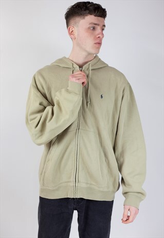 VINTAGE 90S POLO RALPH LAUREN BEIGE HOODIE