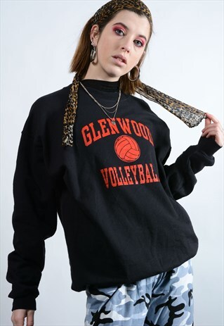 VINTAGE SWEATSHIRT WITH GRAPHIC PRINT IN BLACK
