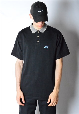 VINTAGE 90S BLACK EMBROIDERED POLO SHIRT