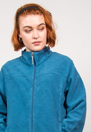VINTAGE 90'S BLUE FLEECE OVERSIZED JACKET