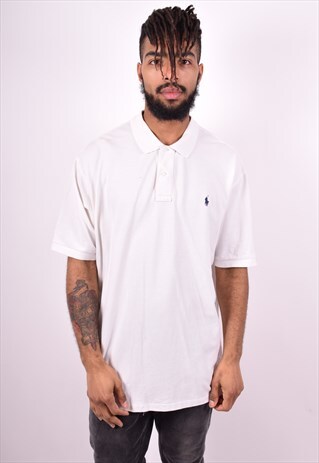 POLO RALPH LAUREN MENS VINTAGE POLO SHIRT XXL WHITE 90'S
