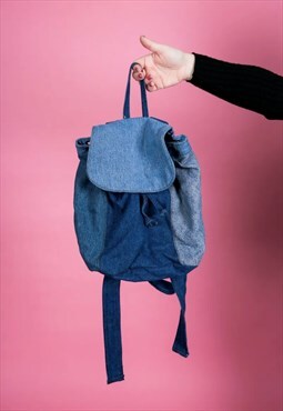 Custom made denim back pack made from recycled denim 