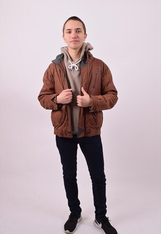 VINTAGE 80'S SOFT BROWN LEATHER BOMBER FLYING JACKET MEDIUM