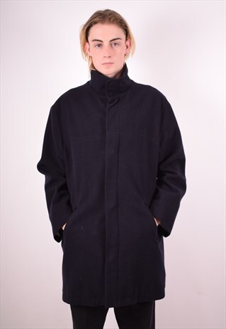 SERGIO TACCHINI MENS VINTAGE COAT XL NAVY BLUE 90S