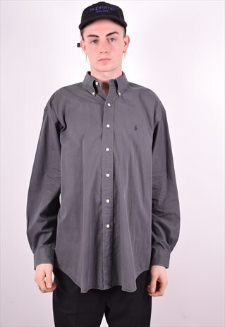 RALPH LAUREN MENS VINTAGE SHIRT LARGE GREY 90'S
