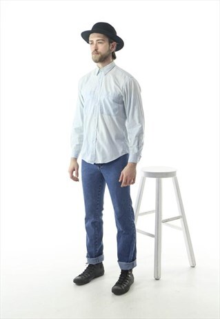 BLUE STRIPPED BUTTON UP / NAUTICAL MENS SHIRT