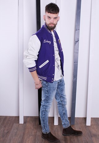 VINTAGE 90S VARSITY BOMBER JACKET AMERICAN/USA JACKET UNISEX