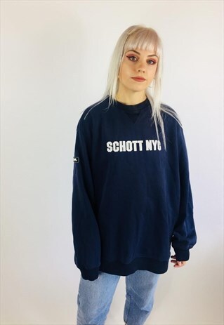 VINTAGE 90S SCHOTT NYC EMBROIDERED SWEATSHIRT