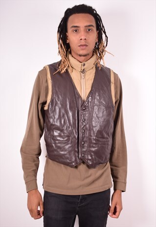MENS VINTAGE GILET MEDIUM KHAKI 90S