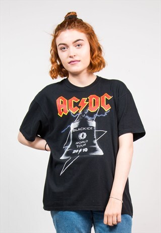 VINTAGE RETRO BLACK AC/DC BAND T-SHIRT