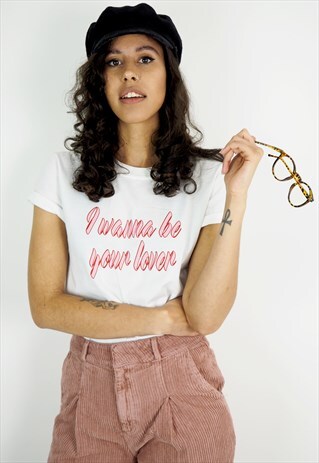 I WANNA BE YOUR LOVER GRAPHIC SLOGAN TEE