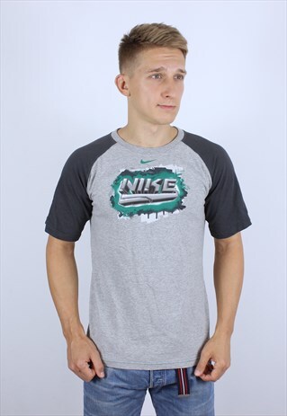 VINTAGE NIKE MENS BIG LOGO PRINTED T-SHIRT TOP
