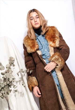 VINTAGE SHEARLING COAT 70S PENNY LANE SHEEPSKIN WINTER COAT