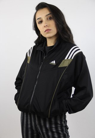 VINTAGE ADIDAS BLACK PRINT SPORTS JACKET