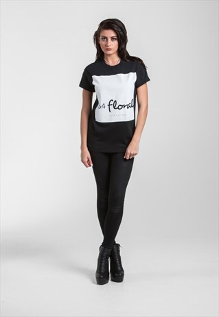 54 FLORAL CUBE GRAPHIC T-SHIRT - BLACK