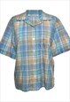 Vintage Checked Cabin Blue & Light Brown Creek Shirt - L