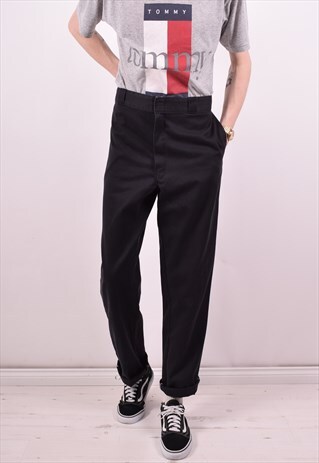 DICKIES MENS VINTAGE TROUSERS W38 L33 BLACK 90S