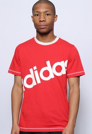 VINTAGE ADIDAS LOGO T-SHIRT RED