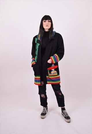 VINTAGE 80'S OVERSIZED CACTUS GRUNGE CARDIGAN LARGE