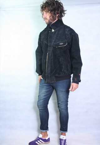 SUEDE LEATHER BOMBER JACKET.