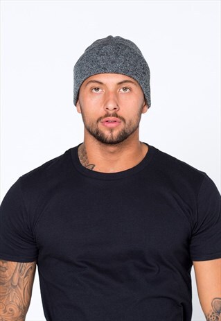 ESSENTIAL CUFFED BEANIE HAT - HEATHER ANTIQUE GREY