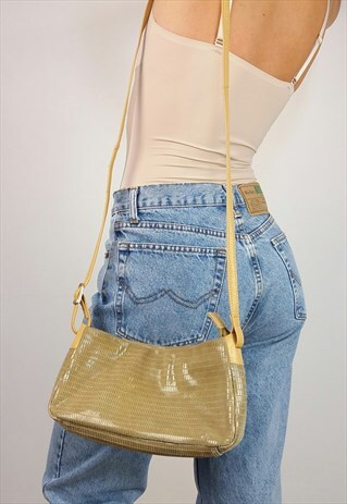 VINTAGE 90'S PATENT SUEDE LEATHER SHOULDERSTRAP BAG / PURSE