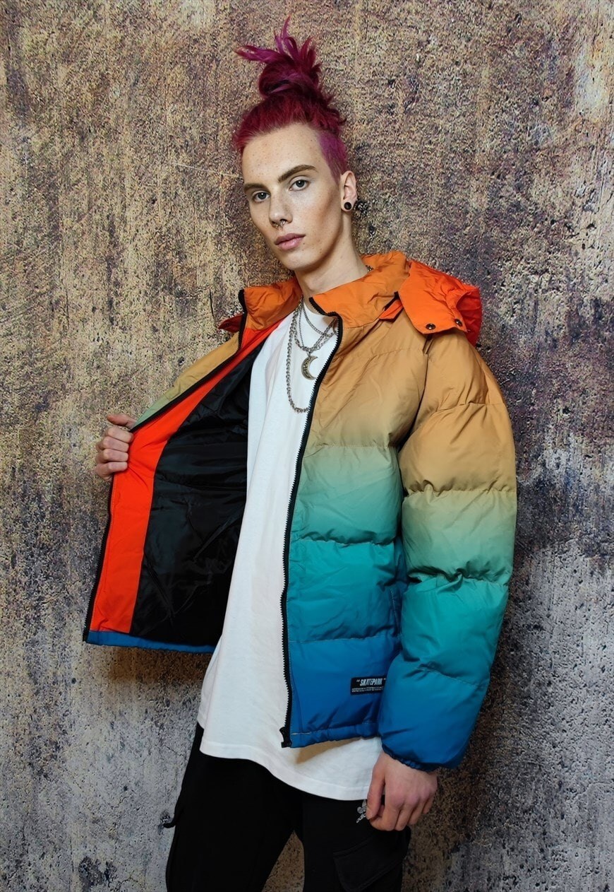 Rainbow puffer deals jacket mens