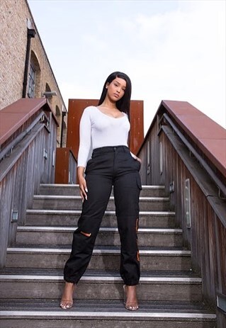 BAAD CARGO TROUSERS BLACK/ WATCH THE FALL (ORANGE)